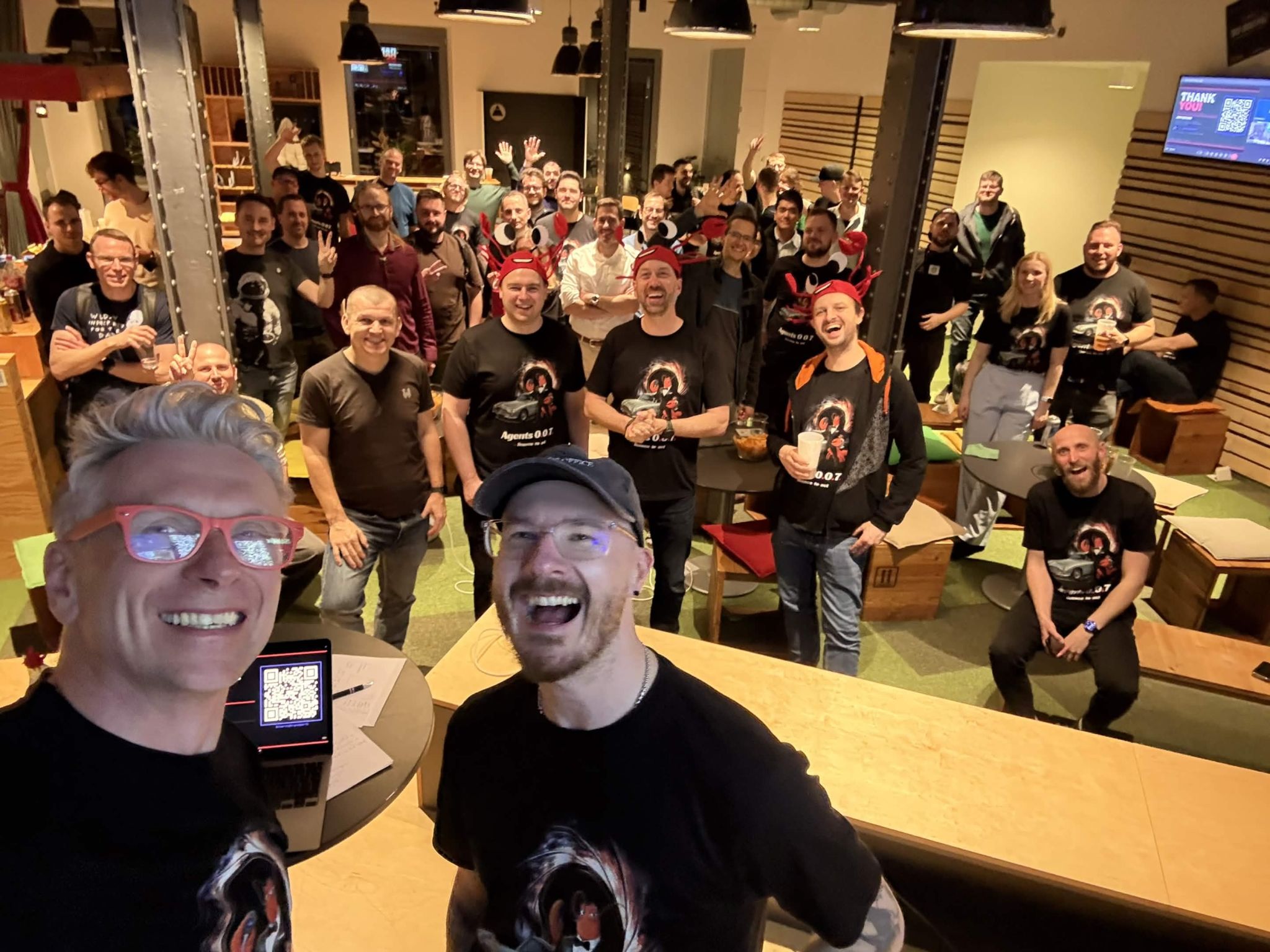 Team selfie with the community