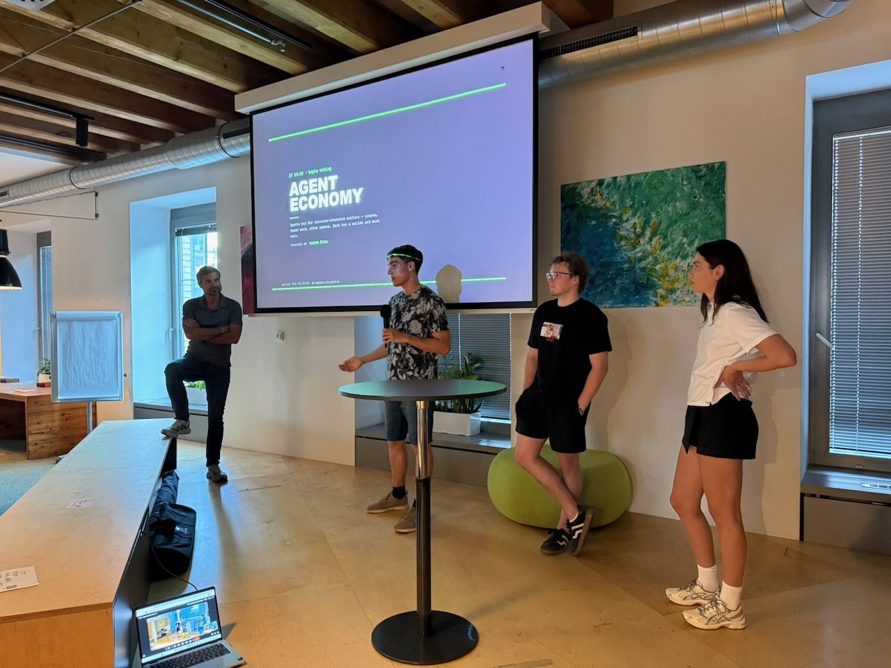 Team presenting the Agent Economy microhackathon topic